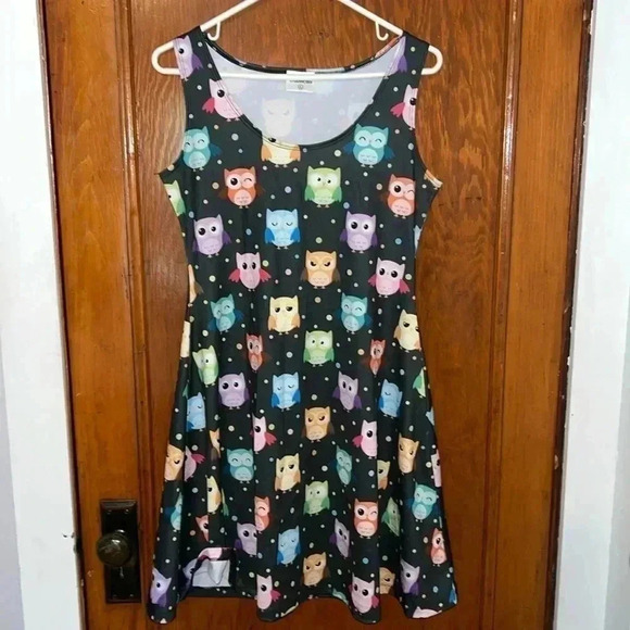Cow Cow Fit & Flare Owl Dress C10 - Picture 1 of 4